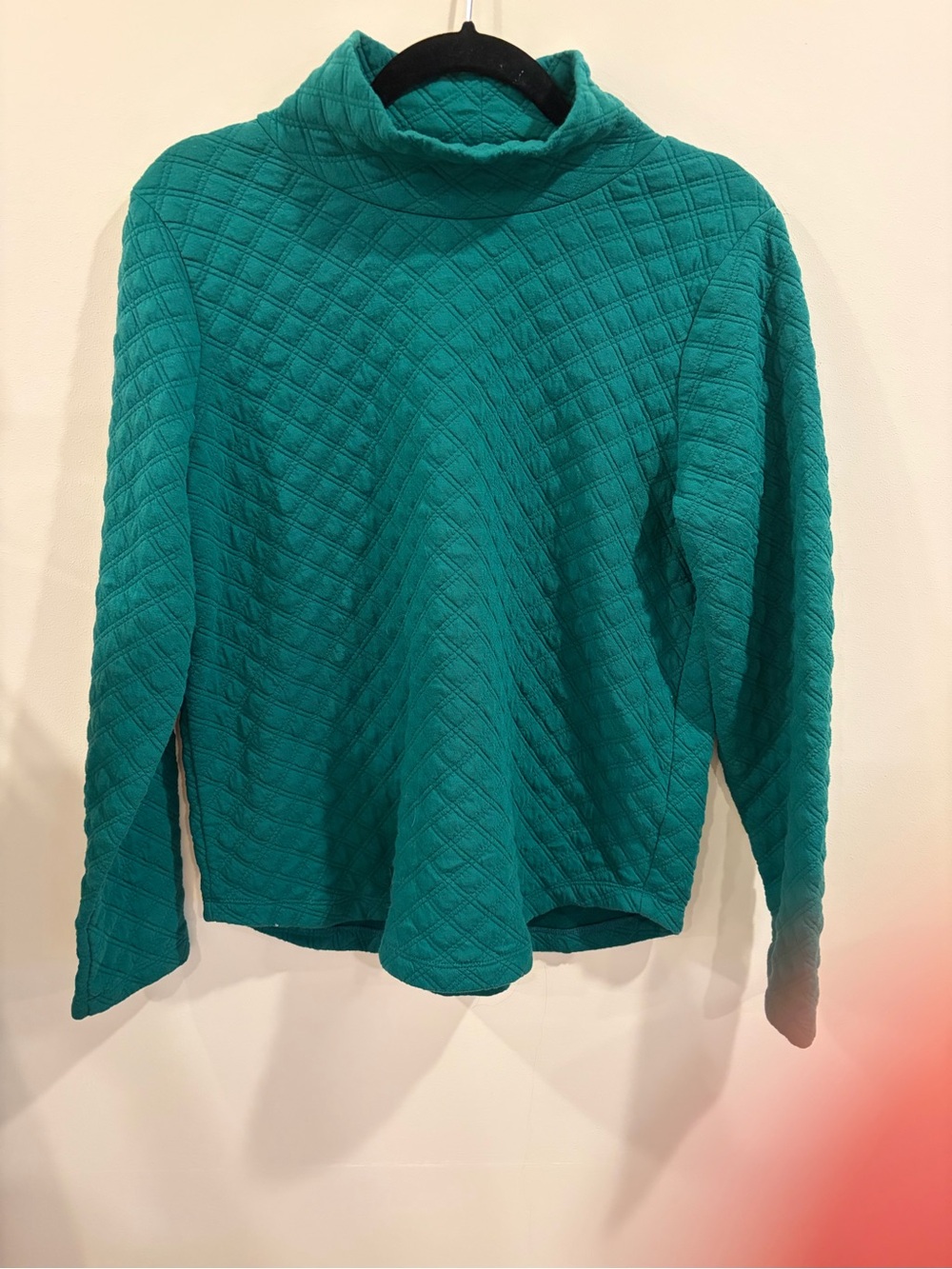 J Crew Teal Quilted Turtleneck Sweater Size S